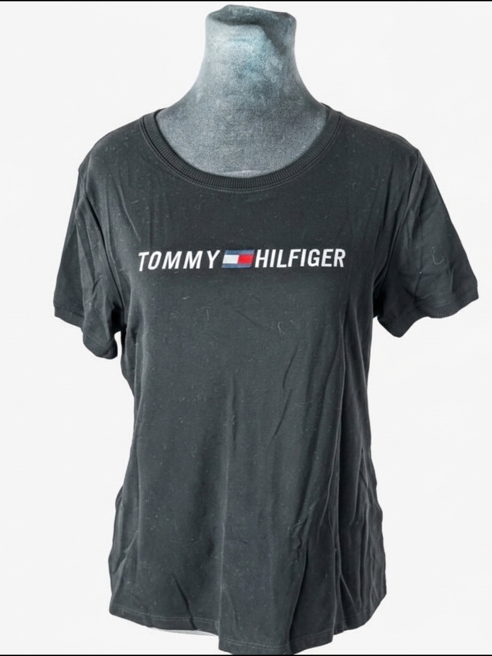 Tommy Hilfiger Sport Black Embroidered Logo Short Sleeve Shirt Women's M